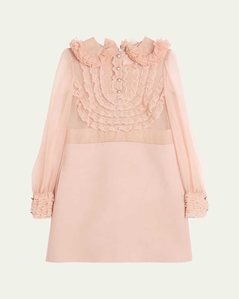 Peter Pan Collared Ruffle Bib Mini Dress